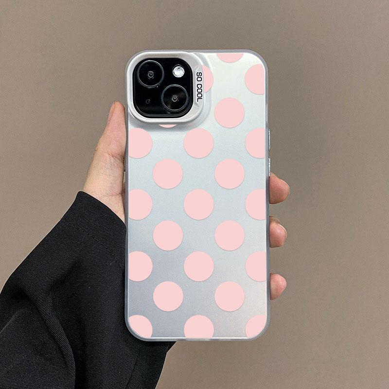 Minimalist Black White Polka Dot Pattern Laser Phone Case For iPhone 15 14 Pro Max Plus 17 16 Pro Max 13 Mini 12 11 Pro Max Case