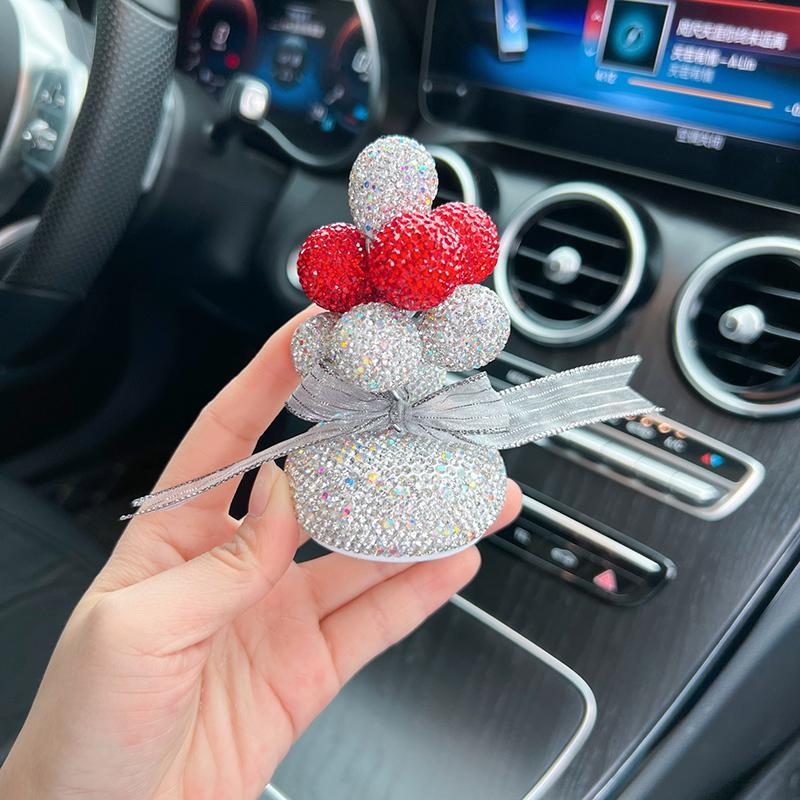 Luxury Cute Clay Inlaid with Diamonds Balloon Car Ornaments Dashboard Decoration Pendants Charms Auto Interior Accessories