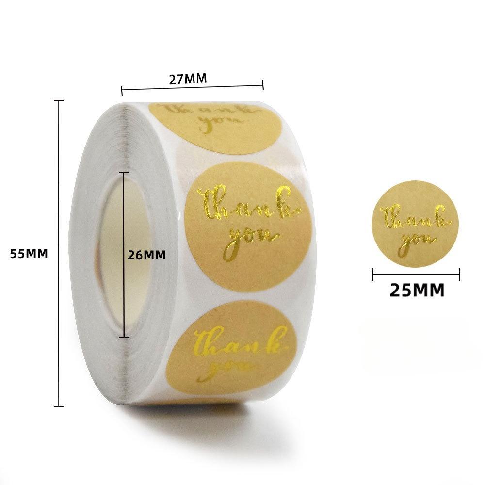 500pcs/roll Black Thank You Stickers 25mm Kraft Paper Sticker for Baking Wedding Decor Birthday Party Gift Cute Sealing Stickers