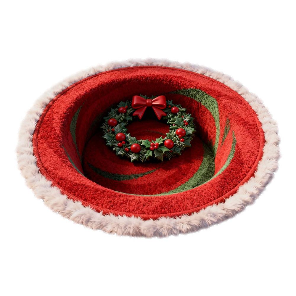 Imitation Cashmere Christmas Round Carpet 3D Special-shaped Santa Claus Floor Mat  Home Decor