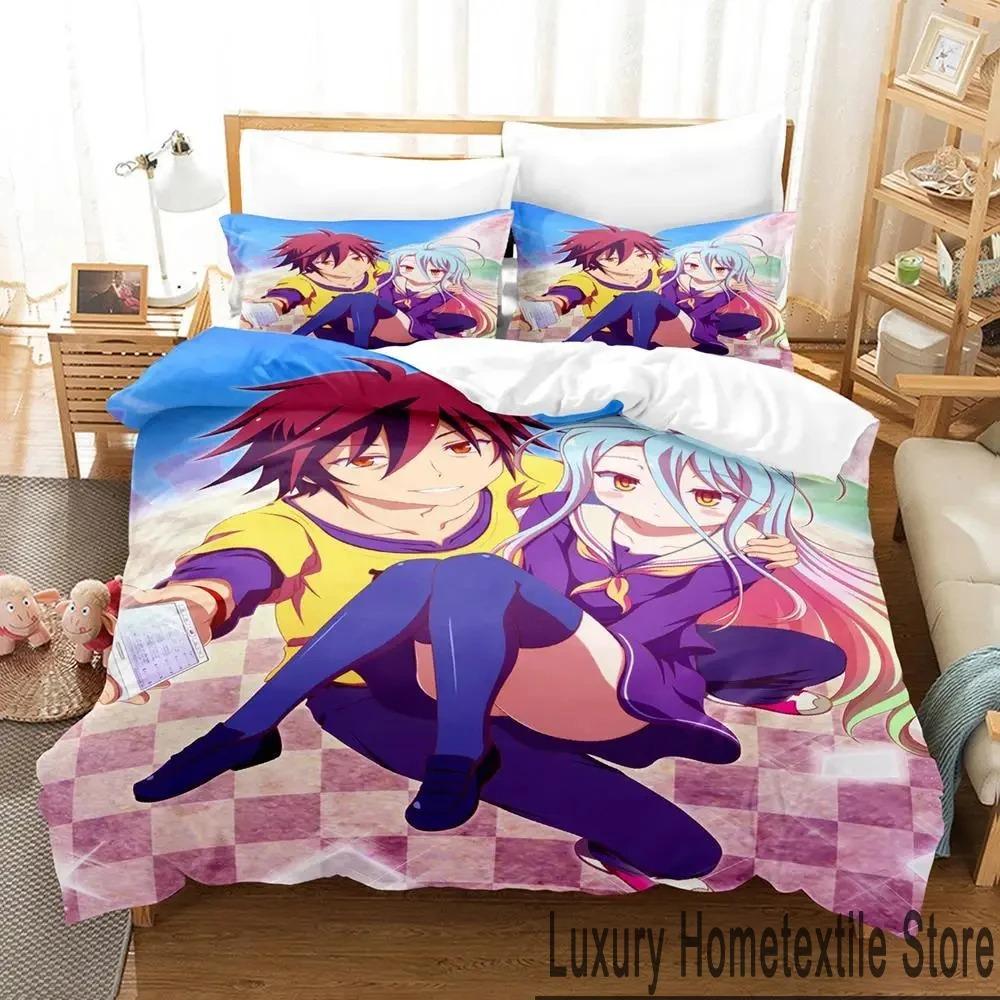 3D No Game No Life Anime Bedding Set Boys Girls Twin Queen King Size Duvet Cover Pillowcase Bed Boys Adult Home Textileextile