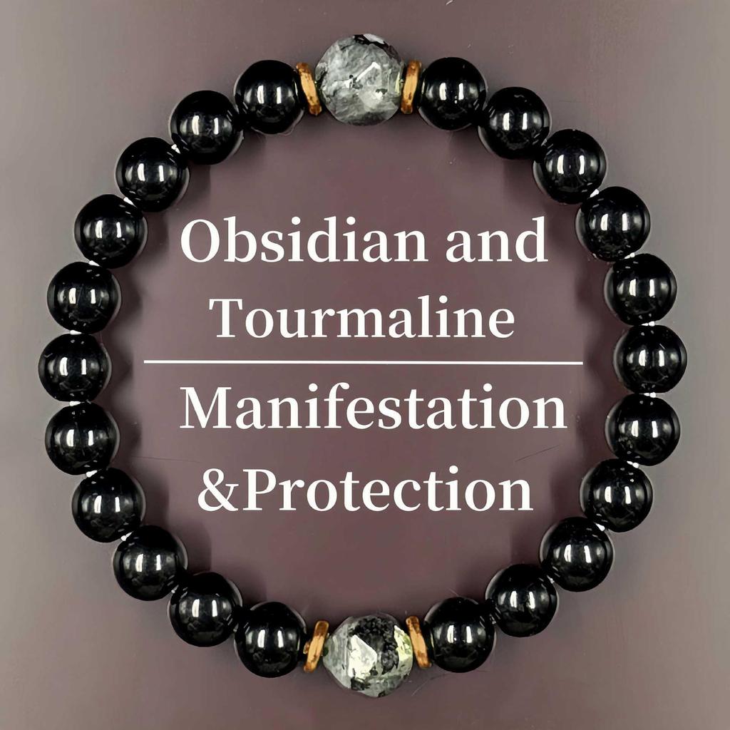 Obsidian Rhombus-Schliff Edelstein Armband
