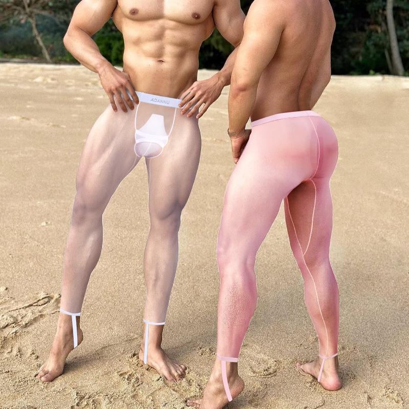 Męskie ultracienkie, wysoce elastyczne spodnie bazowe ze strzemionami i wiązaniami do biegania