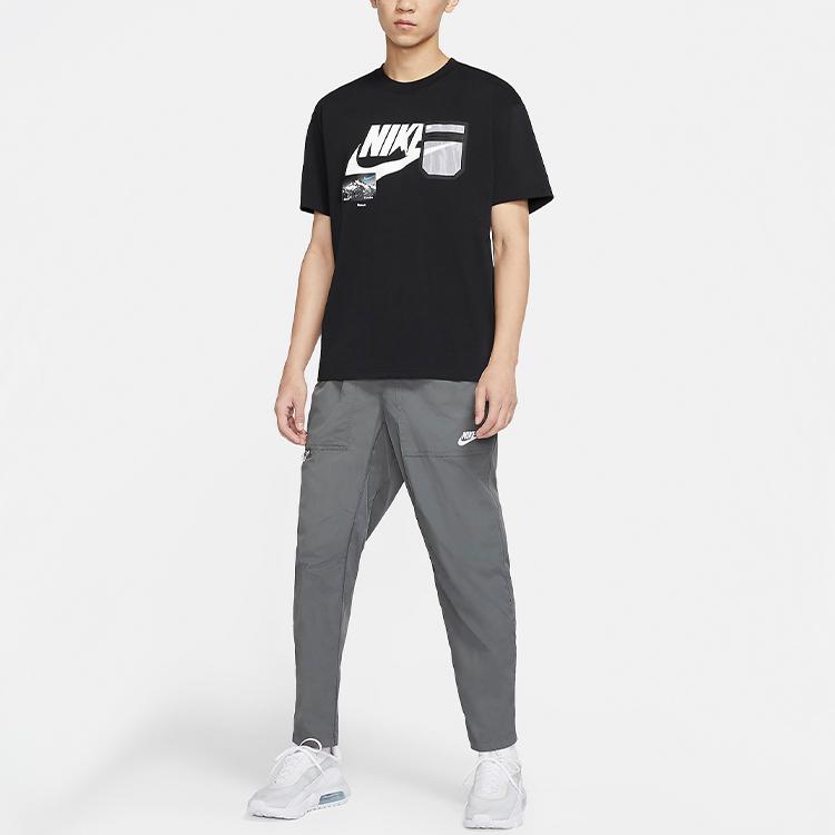 Nike Sportswear Logo Print Comfortable Crew Neck Short Sleeve T-Shirt Men Tops Black CZ4662-010