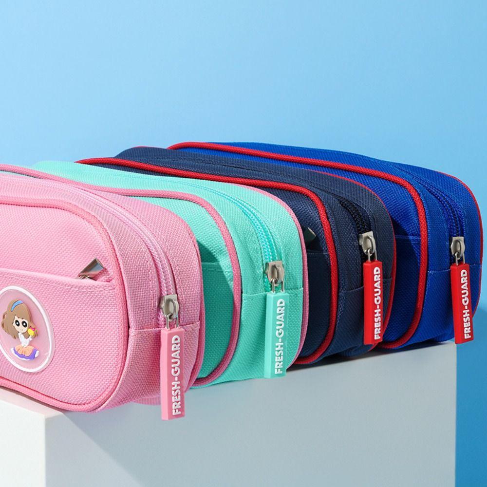 Oxford Cloth Pencil Case Double Layers Stationery Pen Pouch Pencil Bag  School Office Supplies