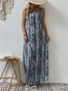 Spring Summer Women Fashion European American Style Printed Suspender Dress