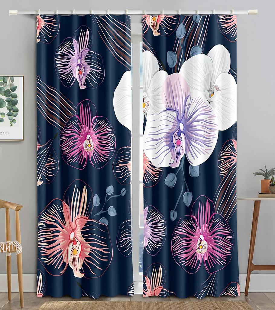 New Cheap Pink Flower Fish Green Peacock Curtain Bedroom Hotel Window High Shading  New Fashion Beautiful Color Pattern 2 Panel