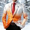 Herren Weihnachtsdruck Anzugjacke Langarm Business Casual für Herbst Winter Krawatte Nicht Enthalten