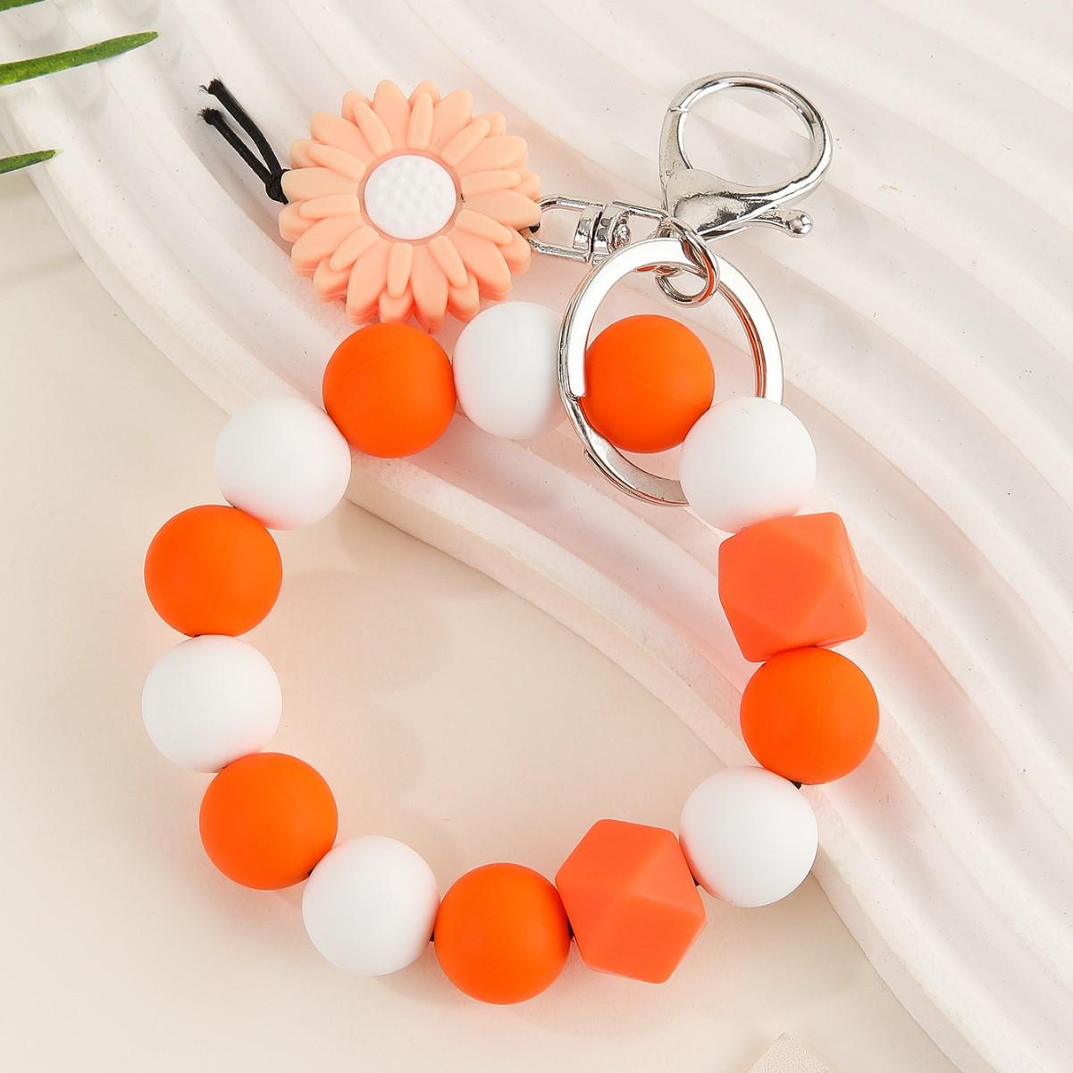 Silicone Beaded Bracelet Keychain for Men and Women