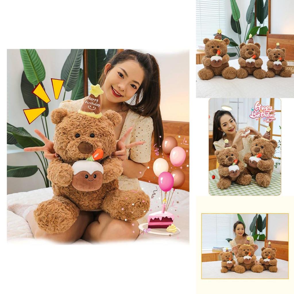 Adorable Cake Bear Plush Toy For Kids Birthday Gift Cute Stuffed Animal Doll