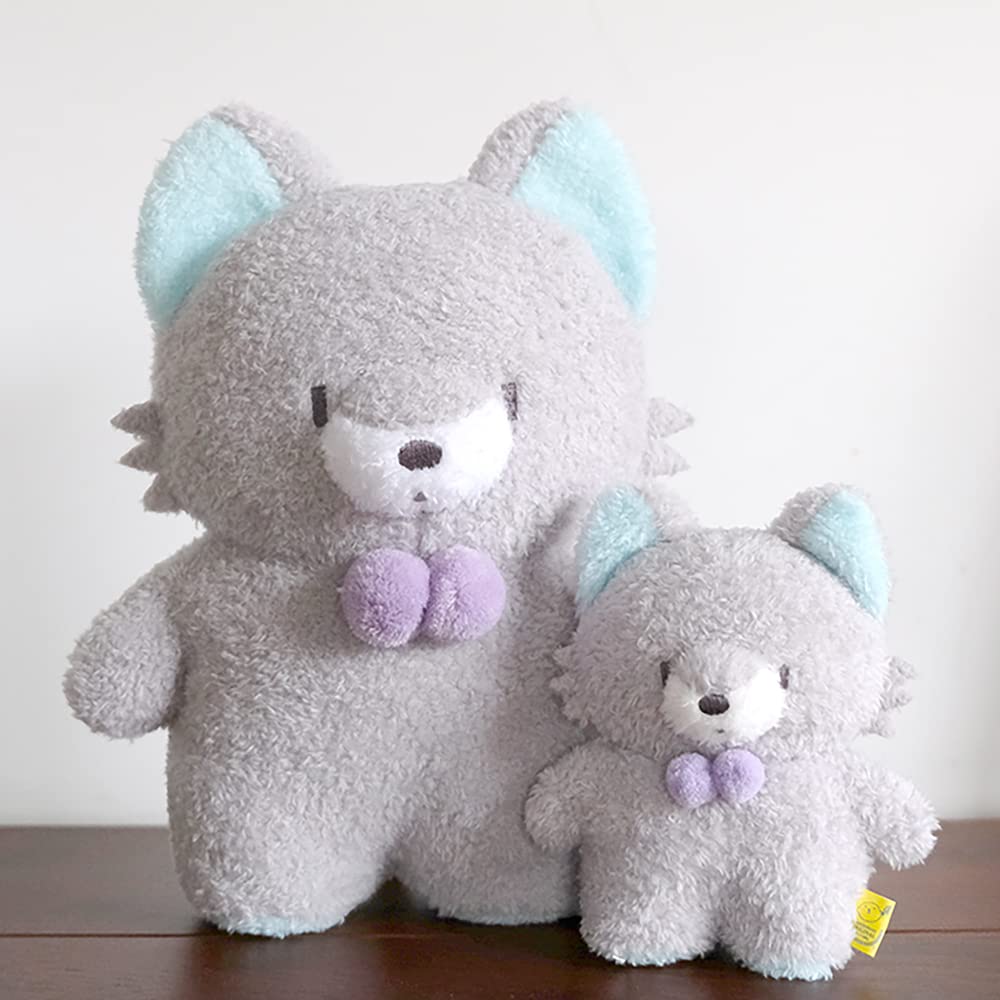 SunLemon Fluffy Watton Wolf Plush Toy, Gray, Small, 13 x 15 x 11 cm, Animal, P-8122