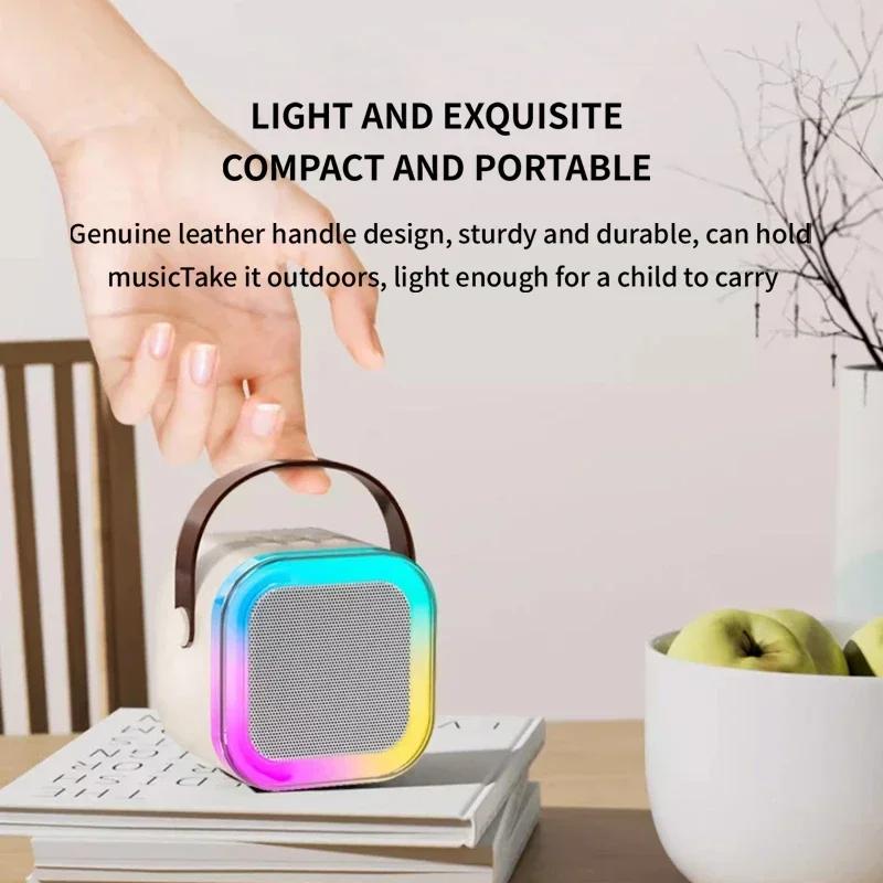 Original K12 Home Wireless Speaker Karaoke Machine Family Singing Portable With 2 Microphones Colorful Lights Voice Box Kid Gifts