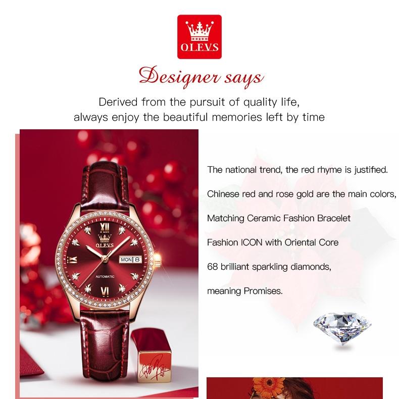 OLEVS Brand Watches Women Automatic Mechanical Watch Women's Watch Niche