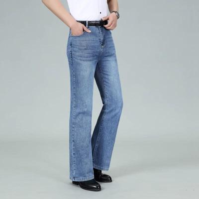 Jeans Men Men's Light Blue Mid-Waist Stretch Flared Jeans Classic Designer Flared Jeans