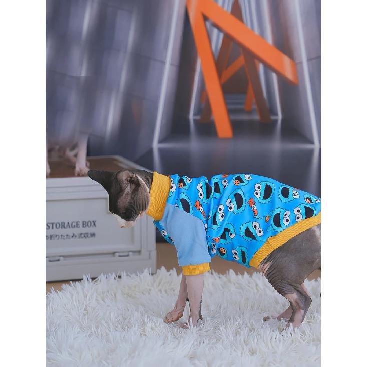 Sphynx Cat Sweatshirt Hairless Cat Clothes Fashion Cartoon Soft Cotton Coat Cartoon Printing Turtleneck T-Shirt Pet Products