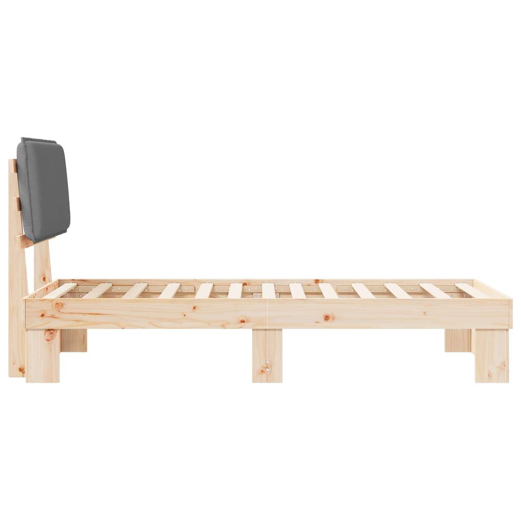 Bed Frame with Padded Headboard Light Grey 75 x 190 cm