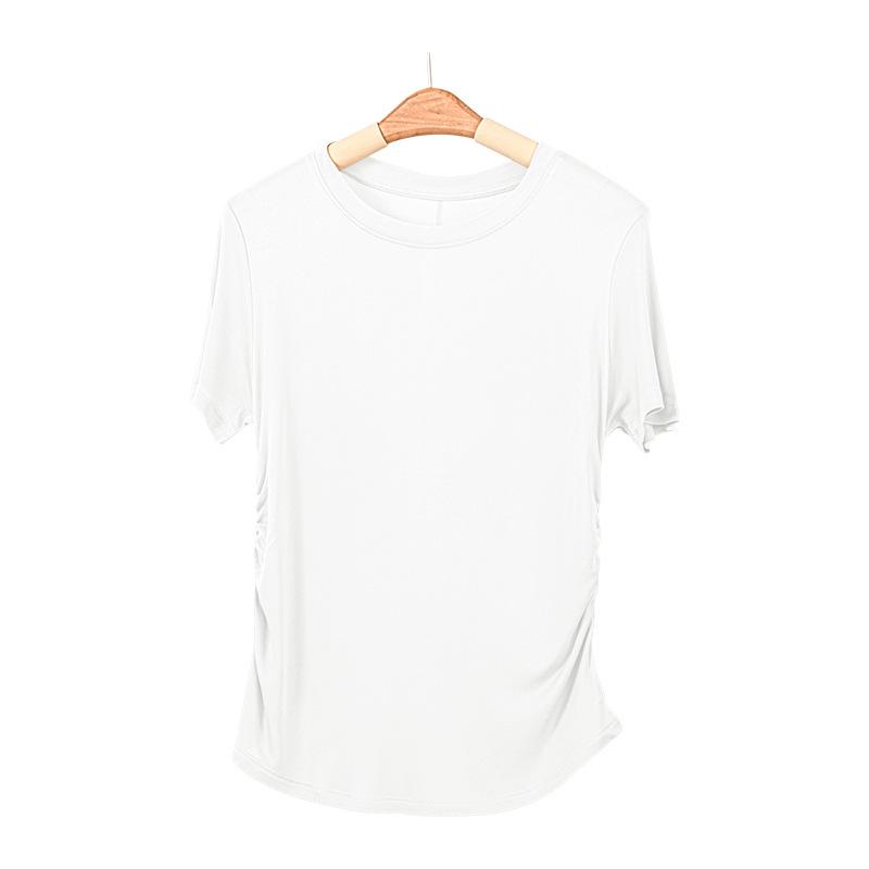 Hedvábné tričko s kulatým výstřihem, hedvábí morušovníkové, základní, pohodlné, všestranné, krátký rukáv