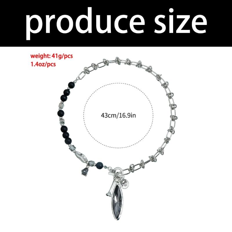 Elegant Oval Mirror Pendant Necklace With Black Diamonds Effect For Women Fashion Jewelry