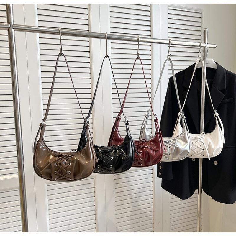 Niche pleated underarm bag women's ballet style bow strap women's bag shoulder bag texture dumpling bag