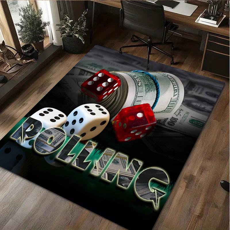 1Pc Dices Print Rug - Home Decoration Carpet For Living Room Bedroom Flooring Computer Chair Area Rug