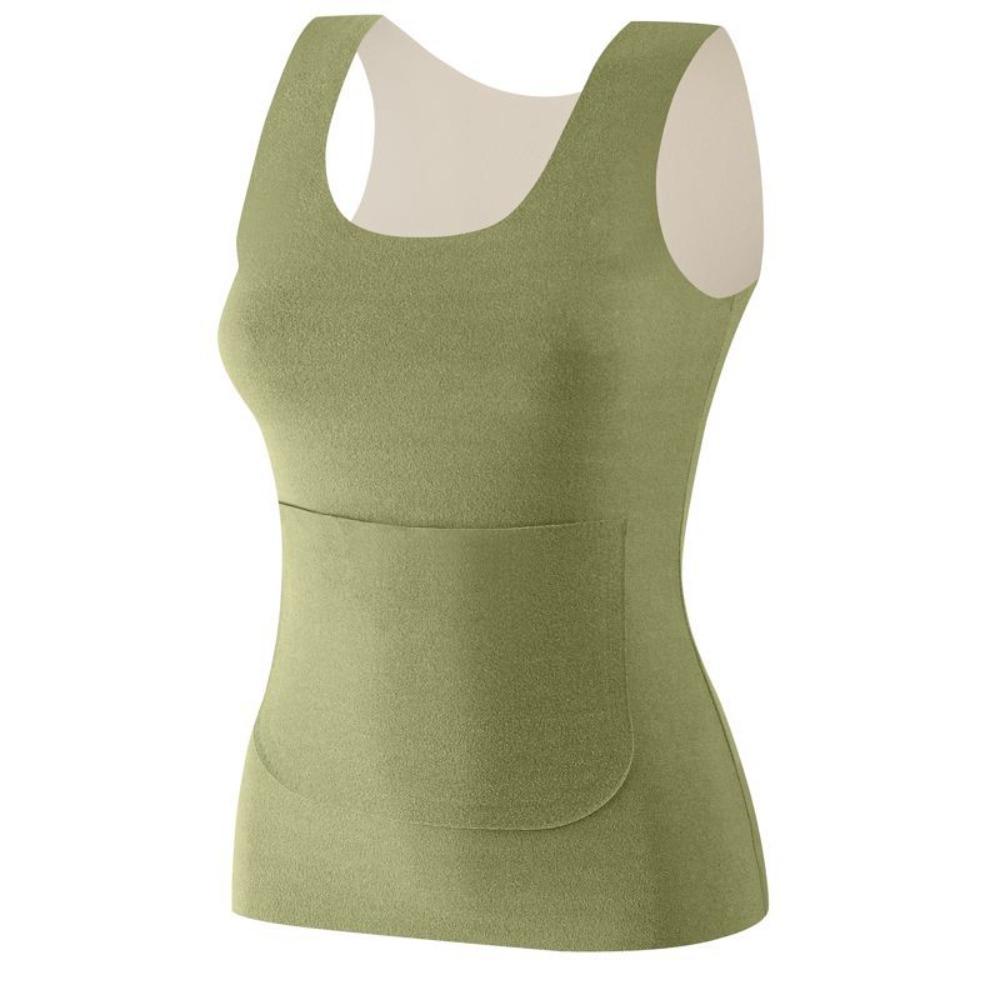 Sleeveless Thermal Underwear Camisole Double Pockets Thermal Tops Autumn Winter