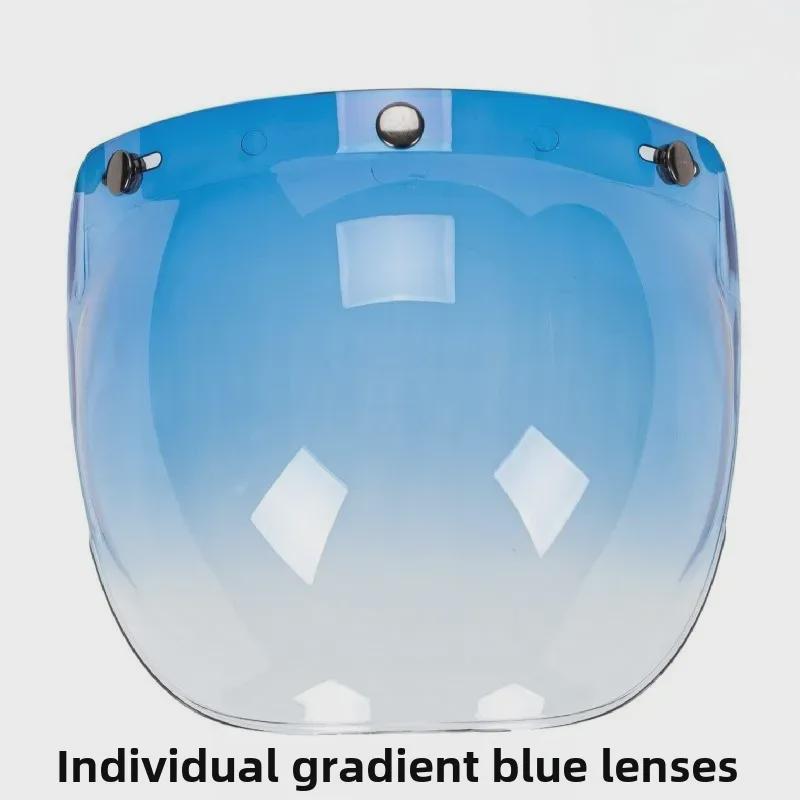 Japanese Three-Button Bubble Lens Motorcycle Helmet