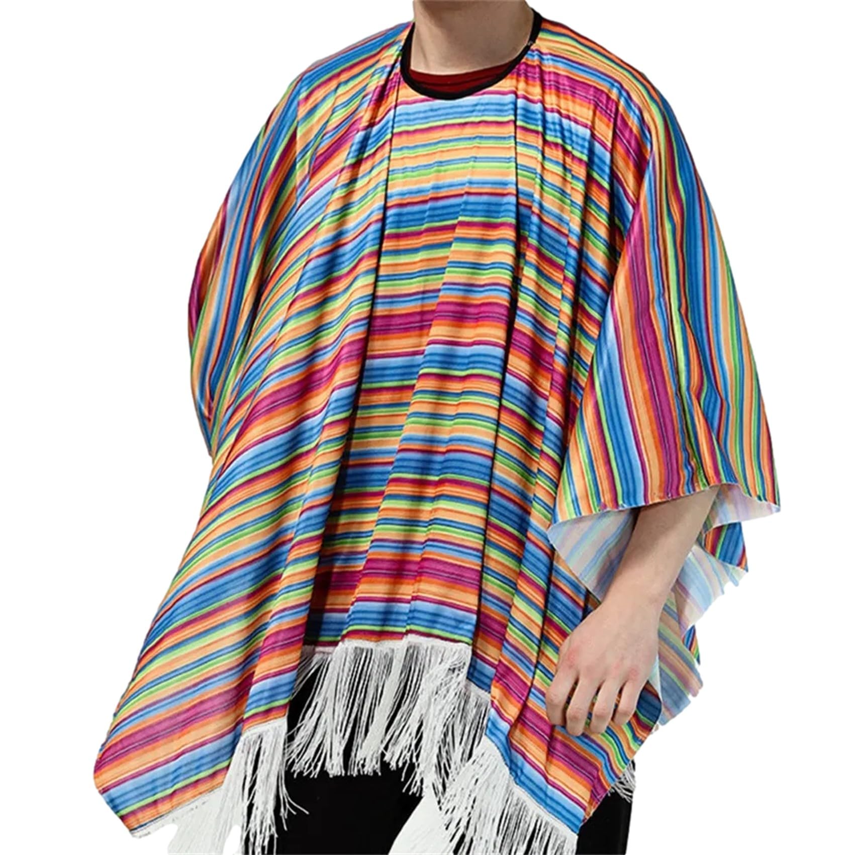 

NOELAMOUR Mexican Men s Rainbow Poncho Costume Set, Traditional Costume for Cosplay (Design A)