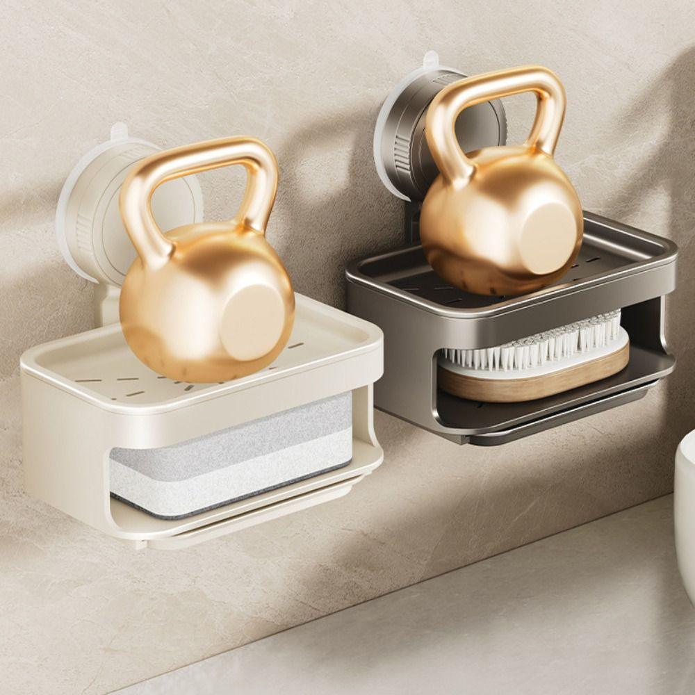 Wall Mounted Self Draining Soap Holder Detachable Soap Drain Box Suction Cup Soap Dish  Shower