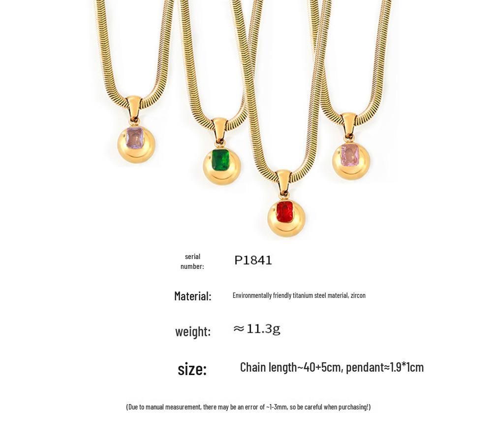 18k Gold-Plated Titanium Steel Geometric Zircon Pendant Necklace - European & American Fashion Style