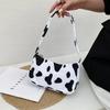 Vintage Print Canvas Underarm Bag for Women Casual All-Match Small Shoulder Purse Handbag
