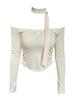 SETSETSET Jennie Off-Shoulder Logo Top Pale Yellow