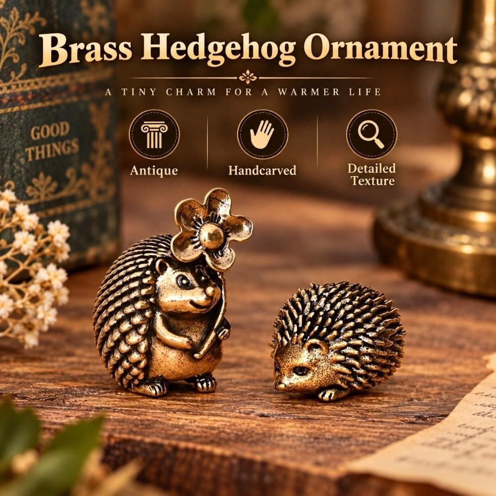 Detailed Texture Copper Hedgehog Statue Antique Hedgehog Figurine Gift for Collection