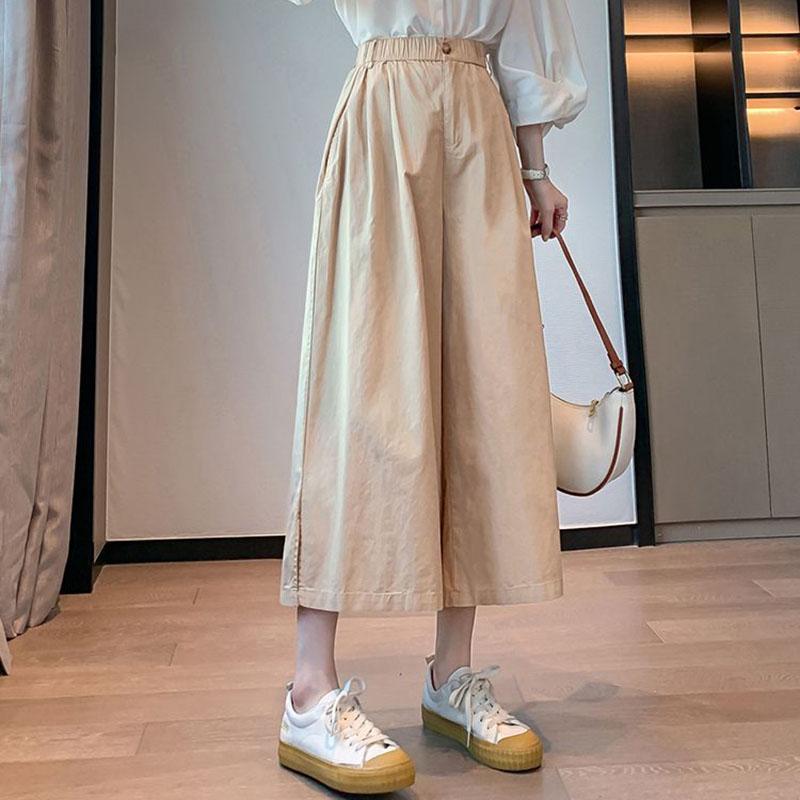 Summer Solid Color Baggy Wide Leg Trousers Female Thin Casual Ankle Length Pants Woman  Loose High Waist Straight Pants