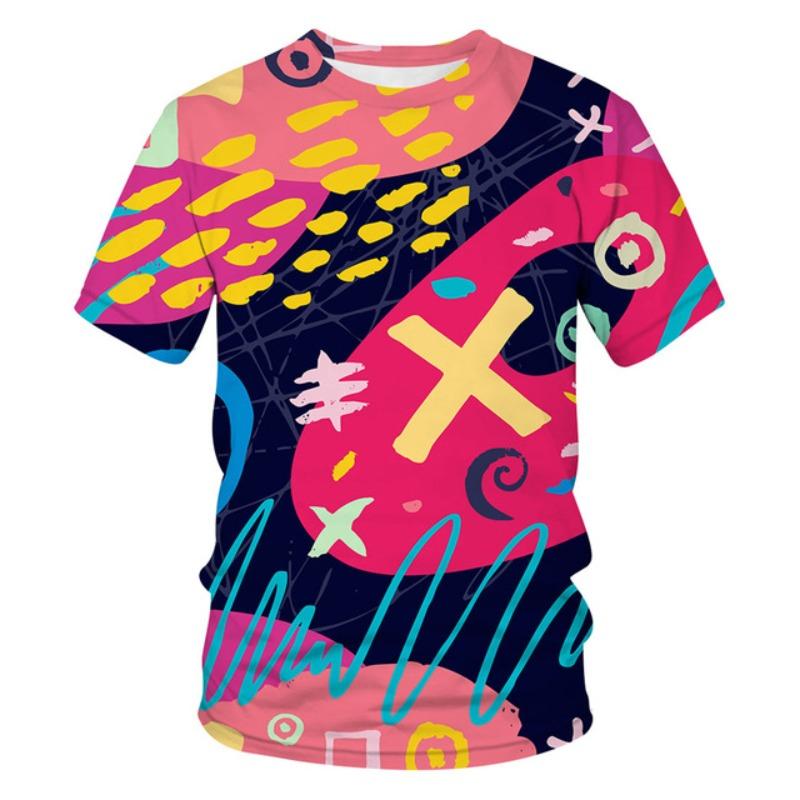 

Летняя Персонализированная Футболка Мужская с Коротким Рукавом, Стиль Граффити, 3D Цифровая Печать S