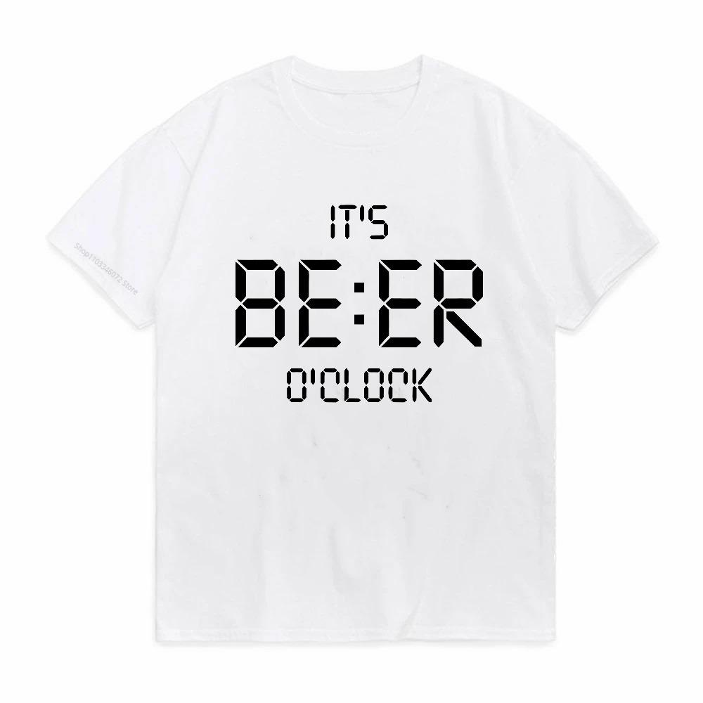 Its Beer Oclock funny Print Mens TShirt Cotton Oversized Funny Graphic Tees for Men Summer Tops S