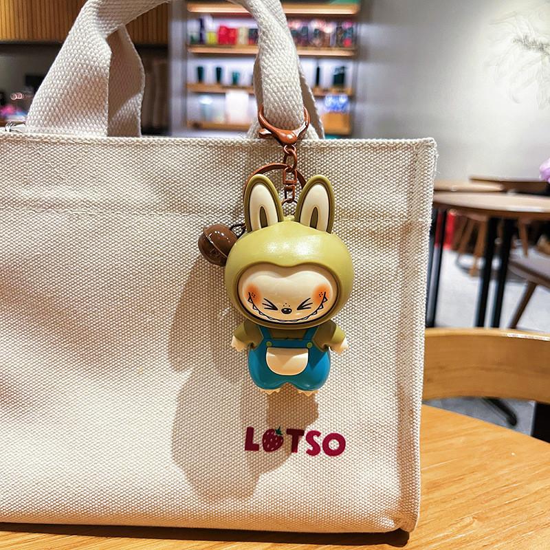 Face Changing Labubu Keychain Cute Cartoon Bag Pendant Doll Gift