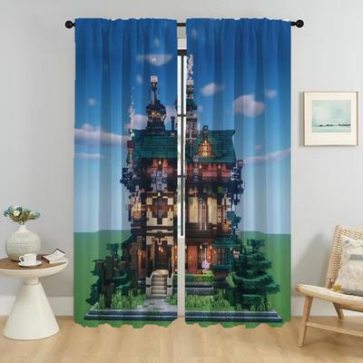 Mine-crafts Blackout Curtain for Room 2 Panel Home Interior Curtains Halloween Decoration Partition Shades Tulle for Bedroom