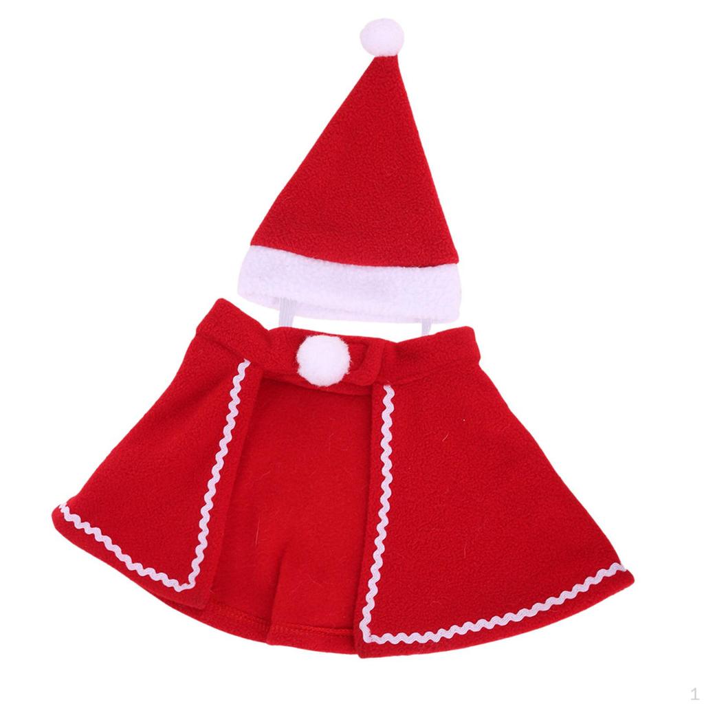 Pet Christmas Costume Cape Cloak Hat Dress up Cosplay Clothes Dogs Cats Festival Supplies