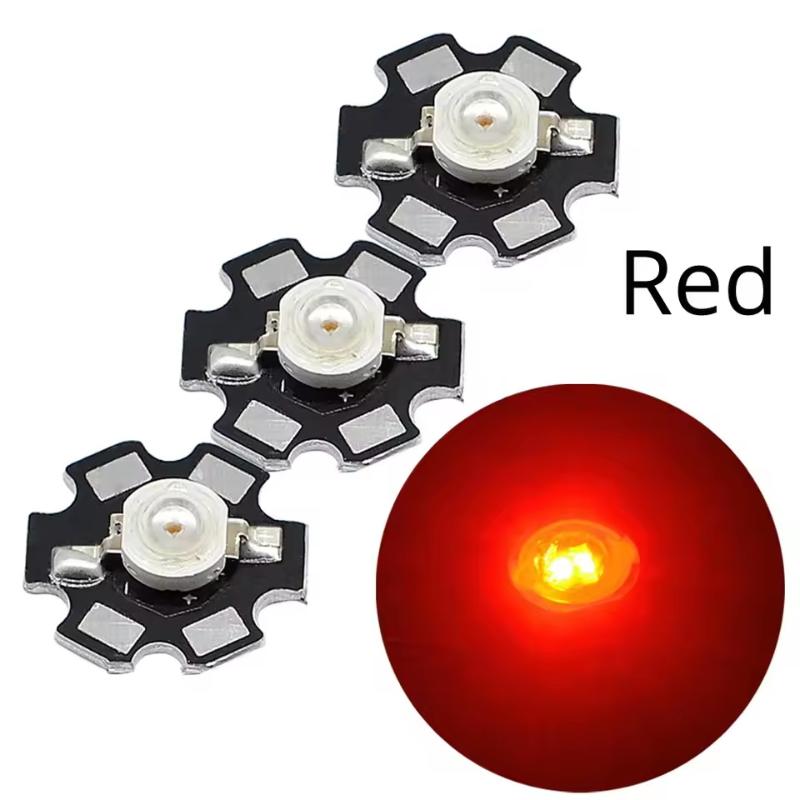10X 20mm 3V 3W High Power Chip Light Bead White Red Blue Green Led Beads Emitter LED Bulb Diodes Lamp With Star Min Heatsink