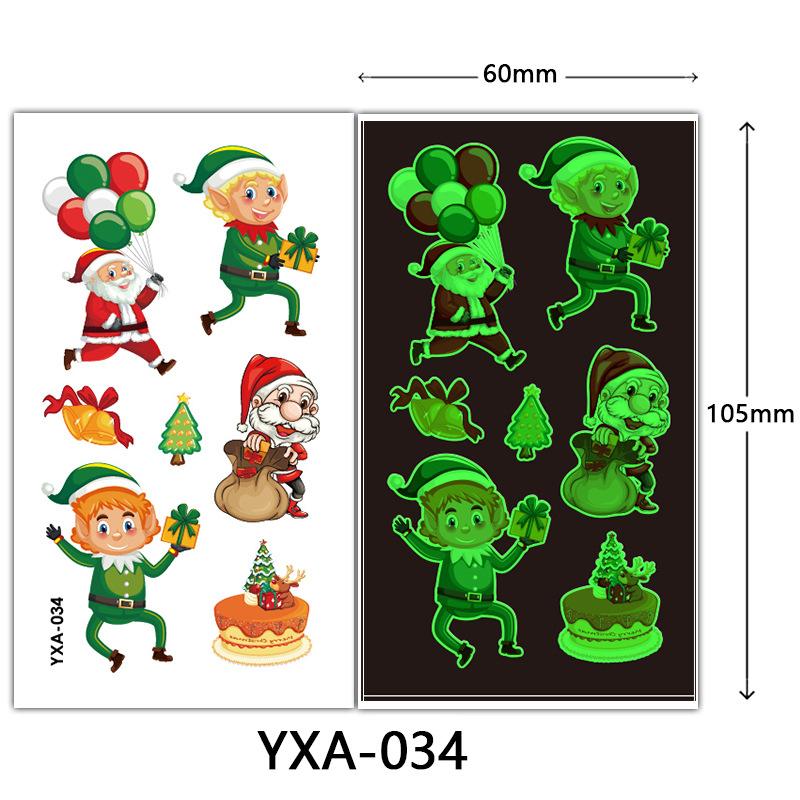 Christmas Luminous Tattoo Sticker Glowing Waterproof Sweat Cute Cartoon Holiday Party Temporary Sticker