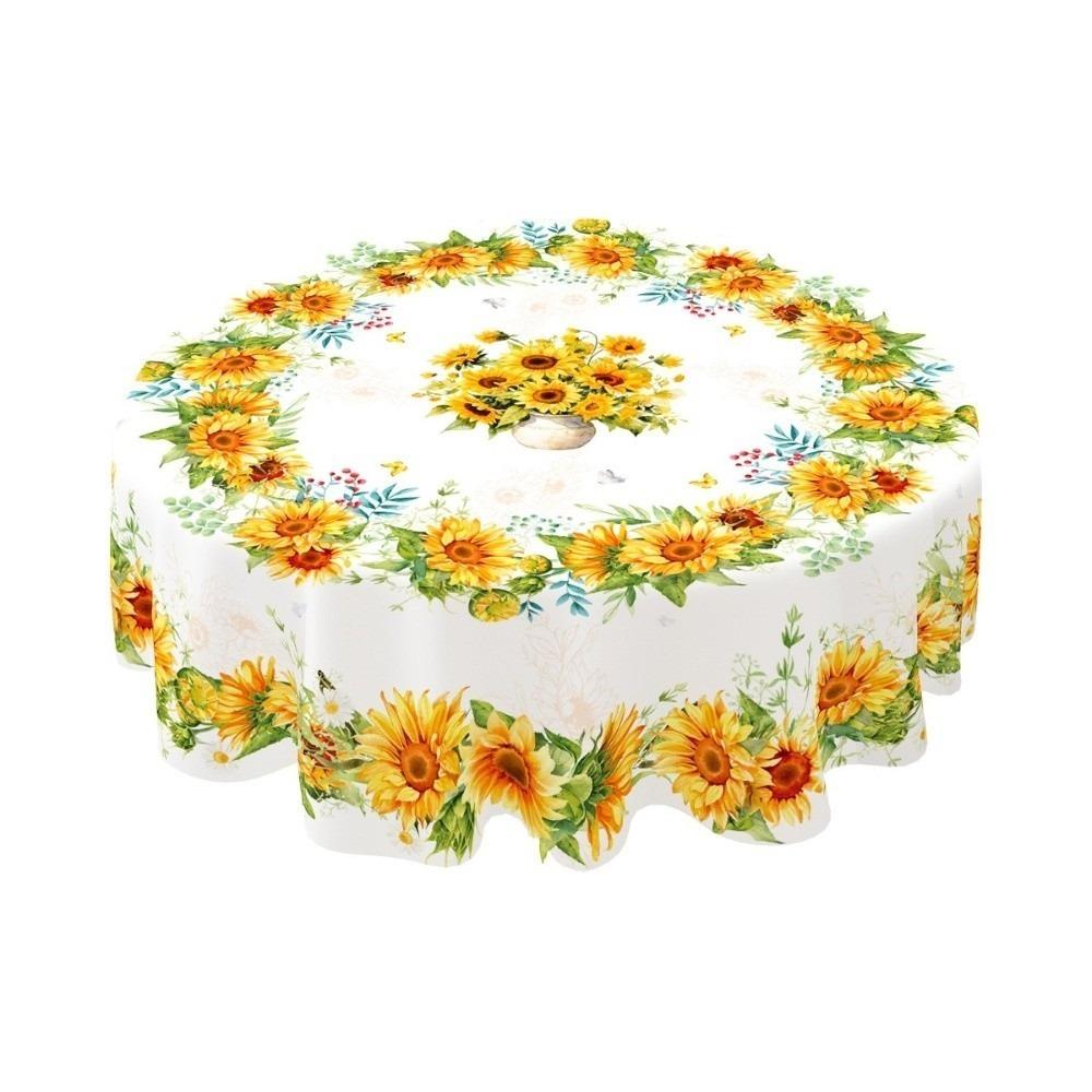 Sunflower Printed Polyester Tablecloth Washable Universal Table Cover  Outdoor Event Sunflower