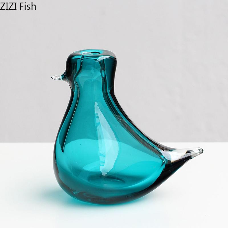 Lovely Little Bird Shaped Glass Vase Plant Pots Table Decoration Transparent Flowers Arrangement Vases Room Aesthetic Decor