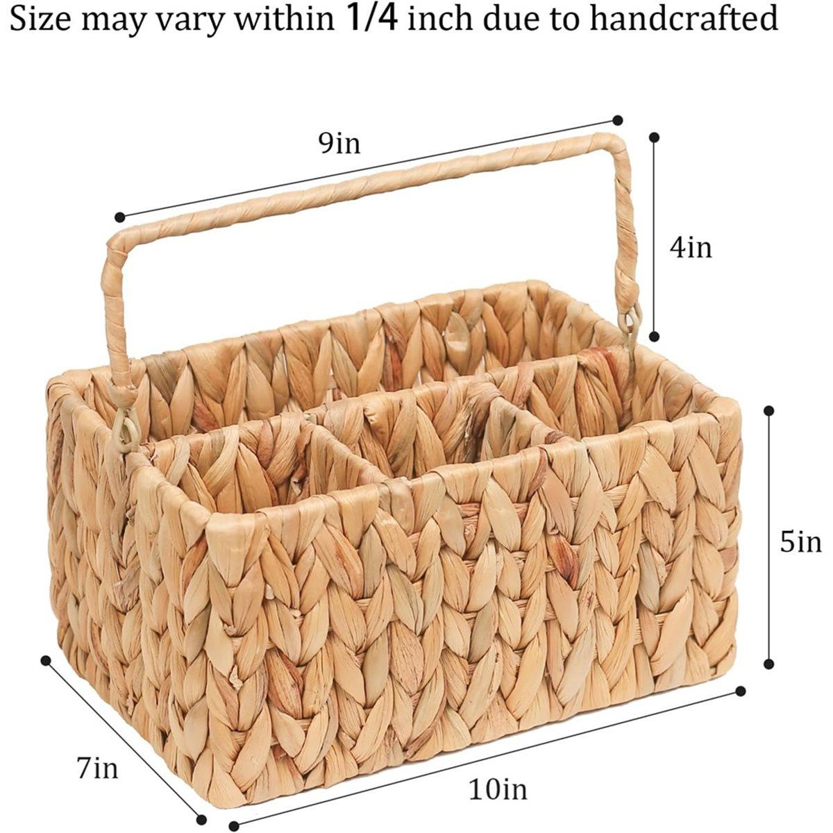 Hand-Woven Wicker Flatware Organizer-Water Hyacinth Cutlery Holder for Countertop with HandleUtensil Holder for Kitchen China Mainland 3690₽