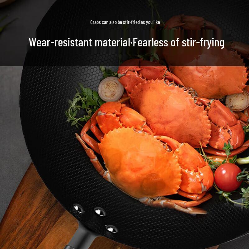 Wok SUPOR Profond en Fer Fin Sans Revêtement Antiadhésif, 32 cm