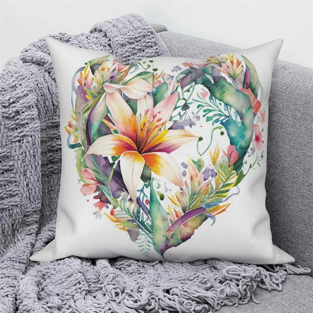 

Цветочный Растение Чехол для Подушки Дивана Форма Сердца Цветочный Чехол для Подушки Домашнее Украшение Украшение для Автомобиля Наволочка 66x66cm бордовый
