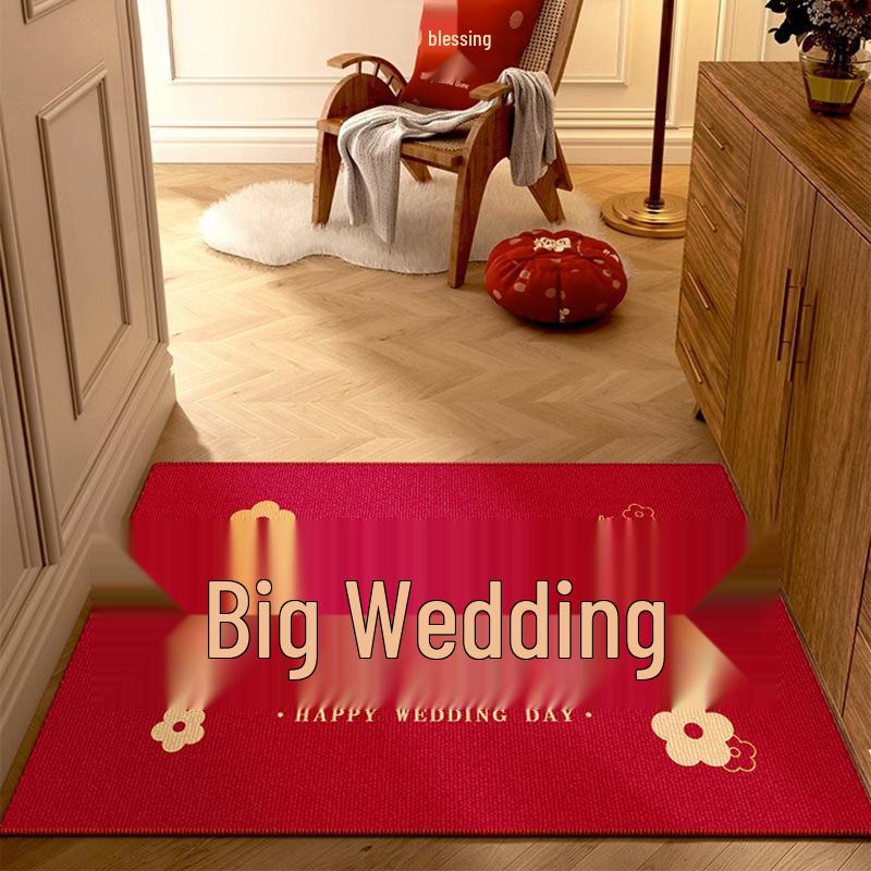 Festive Red Chinese Wedding Entrance & Bedroom Floor Mat