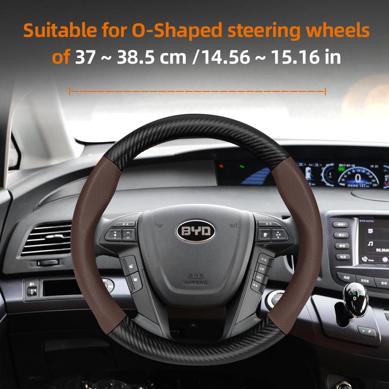 Suitable for Byd Breathable Leather Matte Carbon Fiber Texture Steering Wheel Cover Suitable for Dolphin Mini Seal Atto 3 King Shark 6 Song Pro