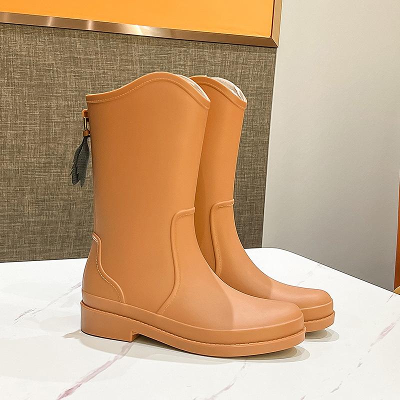 Medium Tube Women's Outdoor Water Shoes High Tube Rain Boots Fashion Rain Shoes Lightweight Rubber Shoes Kitchen Waterproof Overshoes