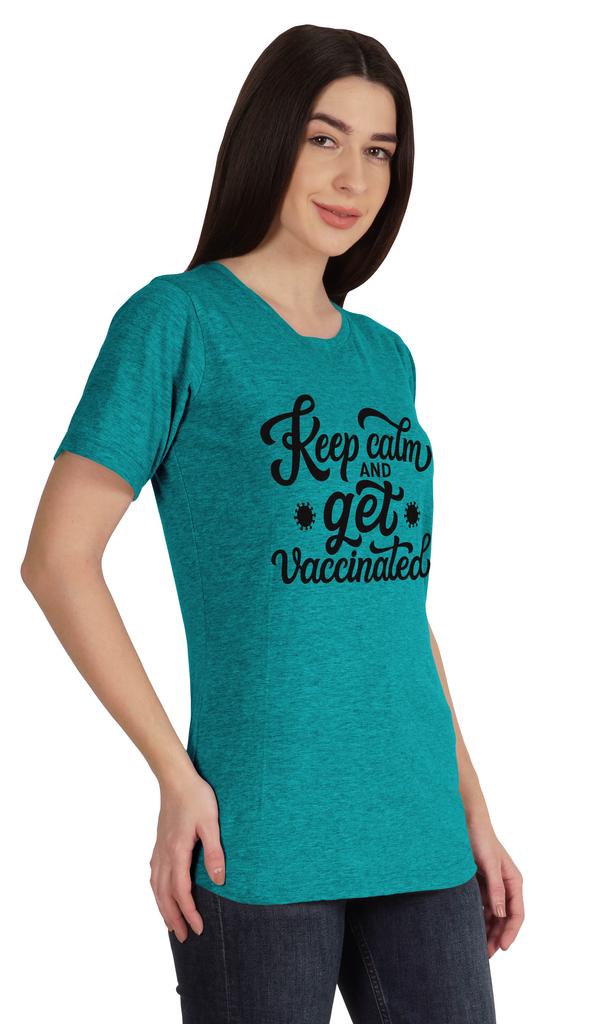 Inkmeso Keep Calm And Get Vaccinated Funny Pro Vaccine Crew Neck T-shirt For