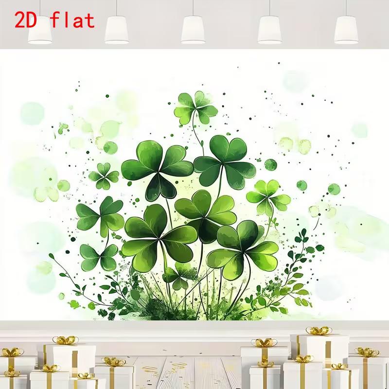 2D Lucky Irish Photography Backdrop with Four-Leaf Clover Bouquet 47.2x31.5inch/120*80cm